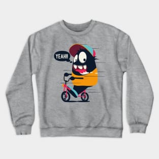 Monster Riding Bike Crewneck Sweatshirt